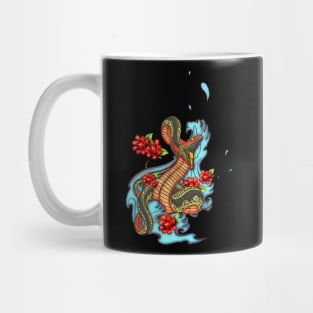 Colorful angry snake with flowers Mug